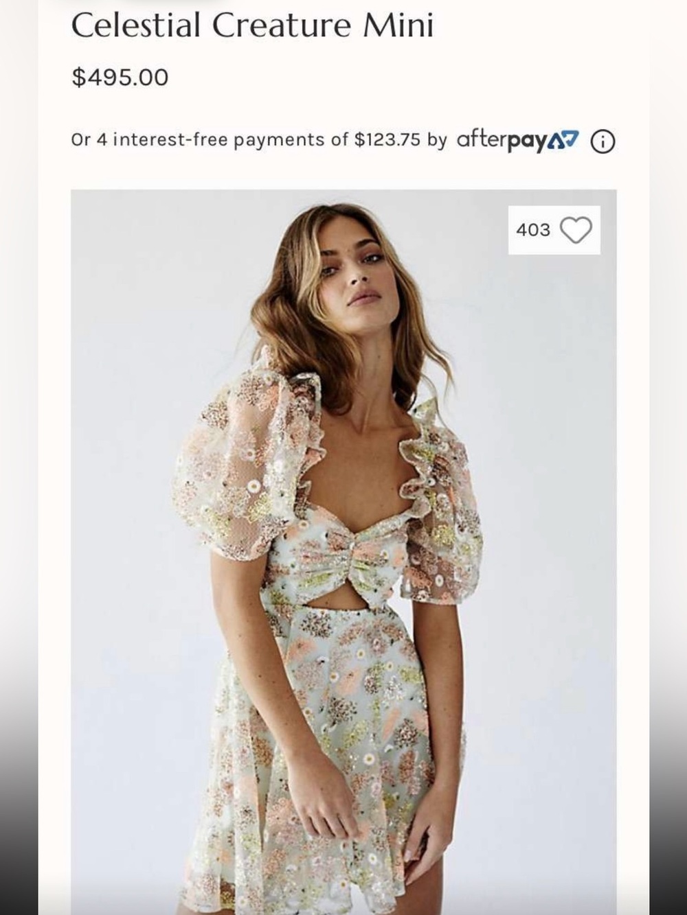Alice McCall Pastel Floral Puff-Sleeve Mini Dress - Mint, Peach, White